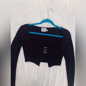 Princess Polly long sleeve black crop top